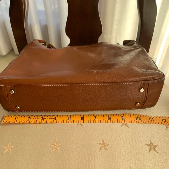 PERLINA New York Brown Leather Shoulder Hobo Tote Bag - Picture 12 of 13